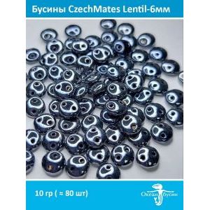 Чешские бусины Lentils 6мм,80шт-L23980-Hematite