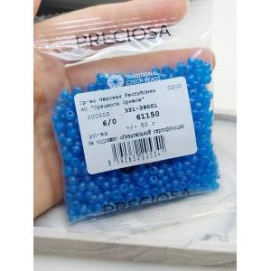 Чешский бисер 6/0-61150м голубой 50гр