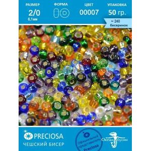 Бисер Микс Чешский Preciosa 2/0-00007 разноцветный