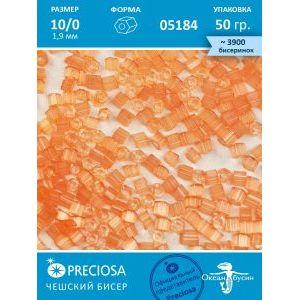 Чешский бисер, рубка -10/0 (1,9 мм) 05184 персиковый