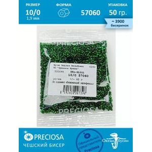 Чешский бисер, рубка -10/0 (1,9 мм) 57060 зеленый