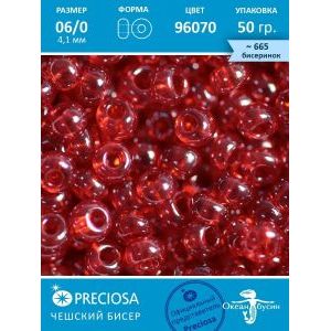 Чешский бисер 6/0-96070 красный 50гр