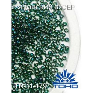 Японский бисер 10 г 11/0 -Transparent-Rainbow Green Emerald