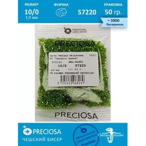 Чешский бисер, рубка -10/0 (1,9 мм) 57220 зеленый