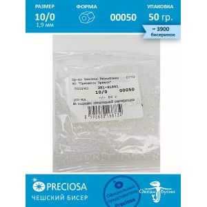 Чешский бисер, рубка -10/0 (1,9 мм) 00050 прозрачный
