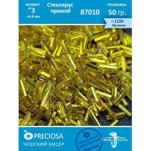Стеклярус Preciosa 87010 желтый 7мм 50 грамм