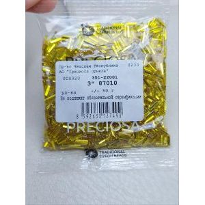 Стеклярус Preciosa 87010 желтый 7мм 50 грамм