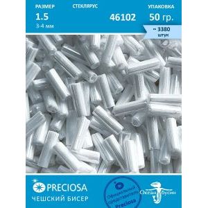 Бисер стеклярус 46102, белый 3-4 мм 50 г