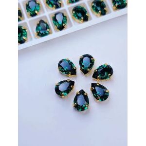 Стразы пришивные капля в цапах для рукоделия 10х7 мм, 6 шт
