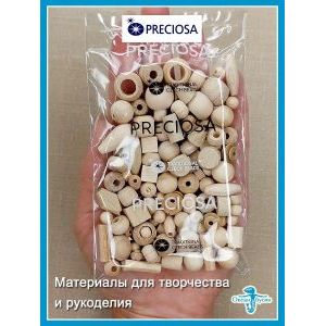 Бусины деревянные, набор натуральный цвет