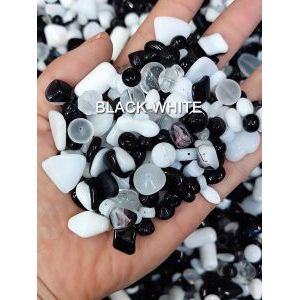 Набор бусин прециоза MIX 50 г BLACK-WHITE