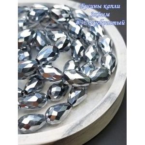 Гранёные стеклянные бусины-капли 3х5 мм