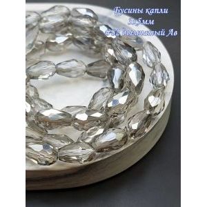 Гранёные стеклянные бусины-капли 3х5 мм