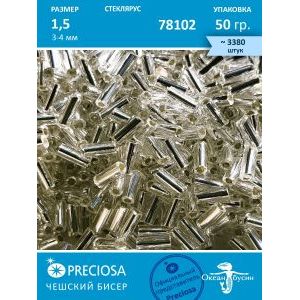 Бисер стеклярус 78102, серебристый 3-4 мм 50 г