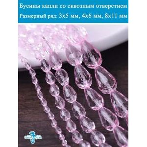 Гранёные стеклянные бусины-капли 3х5 мм