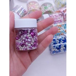 Бусины жемчужные mix, акрил в баночке 20 г, 3-8 мм