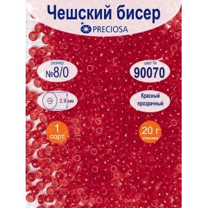 Бисер прозрачный 8/0, круглый, 20 г, цвет 90070