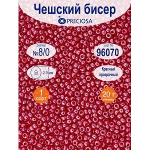 Бисер прозрачный 8/0, круглый, 20 г, цвет 96070