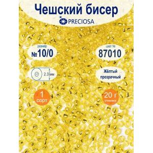 Бисер Preciosa, 10/0, 20 г, цвет 87010 желтый