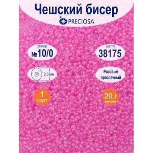 Бисер чешский прозрачный с цветным центром Preciosa, 38175