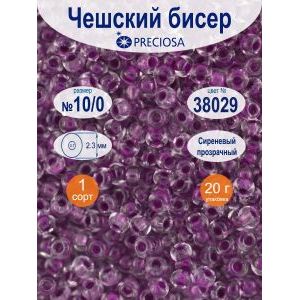Бисер чешский прозрачный с цветным центром Preciosa, 38029
