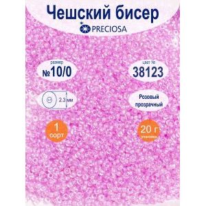 Бисер чешский прозрачный с цветным центром Preciosa, 38123