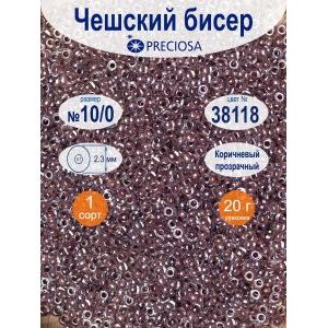 Бисер чешский прозрачный с цветным центром Preciosa, 38118