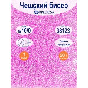 Бисер чешский прозрачный с цветным центром Preciosa, 38124
