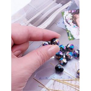 Бусины гранёные 12 мм чёрный ирис, Preciosa (Чешские)