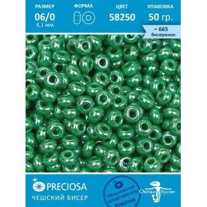 Чешский бисер 6/0-58250 зеленый 50 г