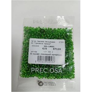 Чешский бисер 6/0-57120 зеленый 50 г