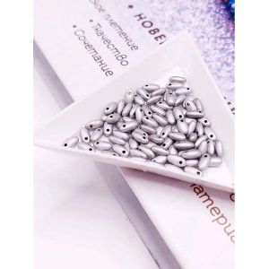 Бусины Rizo (рис), стекло, 2,5×6 мм, серый матовый, ~75 шт