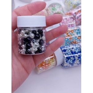 Бусины жемчужные mix, акрил в баночке 20 г, 3-8 мм
