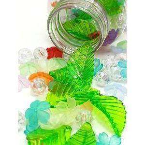 Бусины цветочки и листочки, набор 50 г