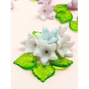 Бусины цветочки и листочки, набор 50 г