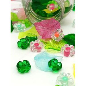 Бусины цветочки и листочки, набор 50 г