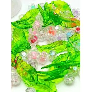 Бусины цветочки и листочки, набор 50 г