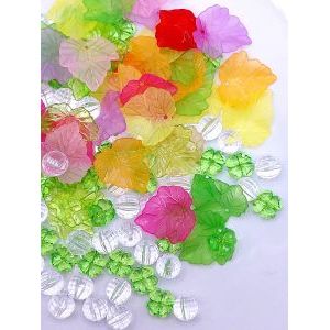 Бусины цветочки и листочки, набор 50 г