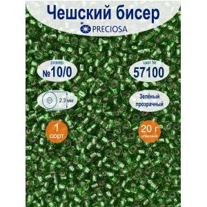Бисер прозрачный с серебристым центром 20г Прециоза 57100