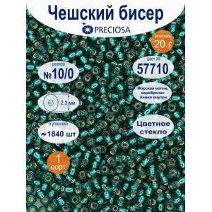 Бисер прозрачный с серебристым центром 20 г Прециоза 57710