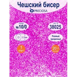 Бисер чешский прозрачный с цветным центром Preciosa, 38025