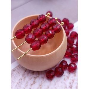 Бусины гранёные 6 мм малиновый, Preciosa (Чешские)