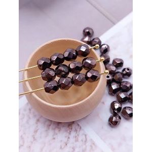 Бусины гранёные 6 мм гематит 35 шт, Preciosa