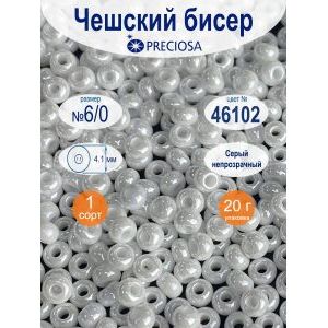 Бисер Чехия круглый 6/0 20 г 46102 белый