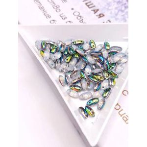 Бусины Rizo (рис), стекло, 2,5×6 мм, лунный AB, ~75 шт
