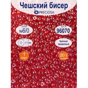 Бисер прозрачный с жемчужным покрытием 20 г Прециоза.96070