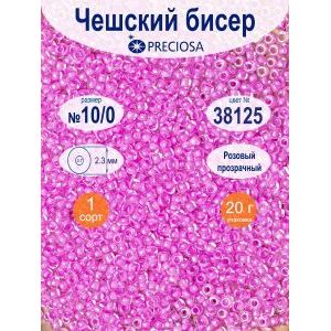 Бисер чешский прозрачный с цветным центром Preciosa, 38125