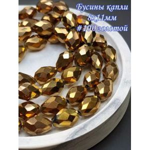 Гранёные бусины-капли на нити 8х11 мм