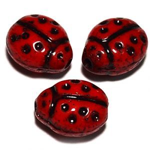Бусины Божьи коровки, красные