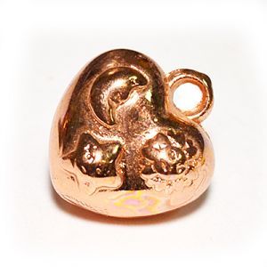 Бусина "Сердце", 17х15 мм, медь